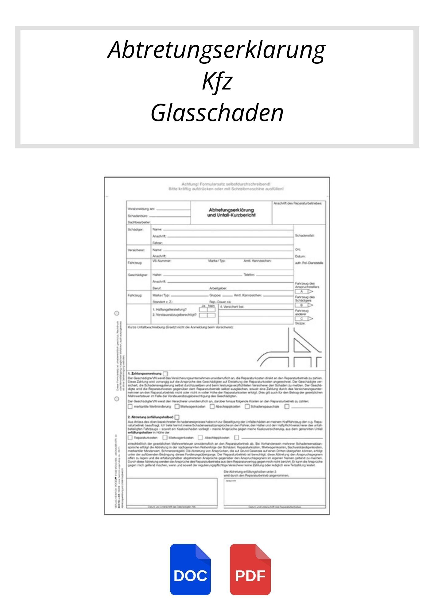 Abtretungserklärung Kfz Glasschäden