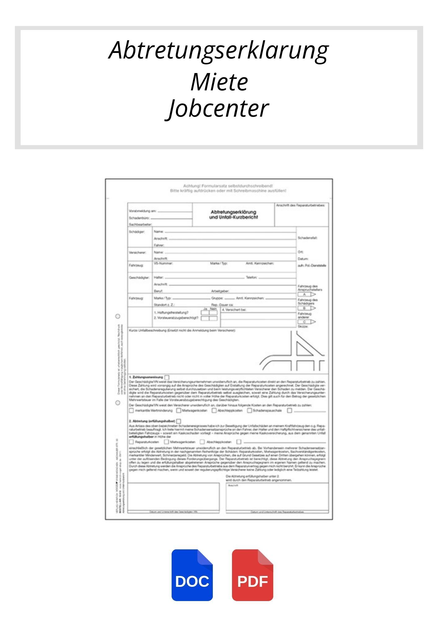 Abtretungserklärung Miete Jobcenter