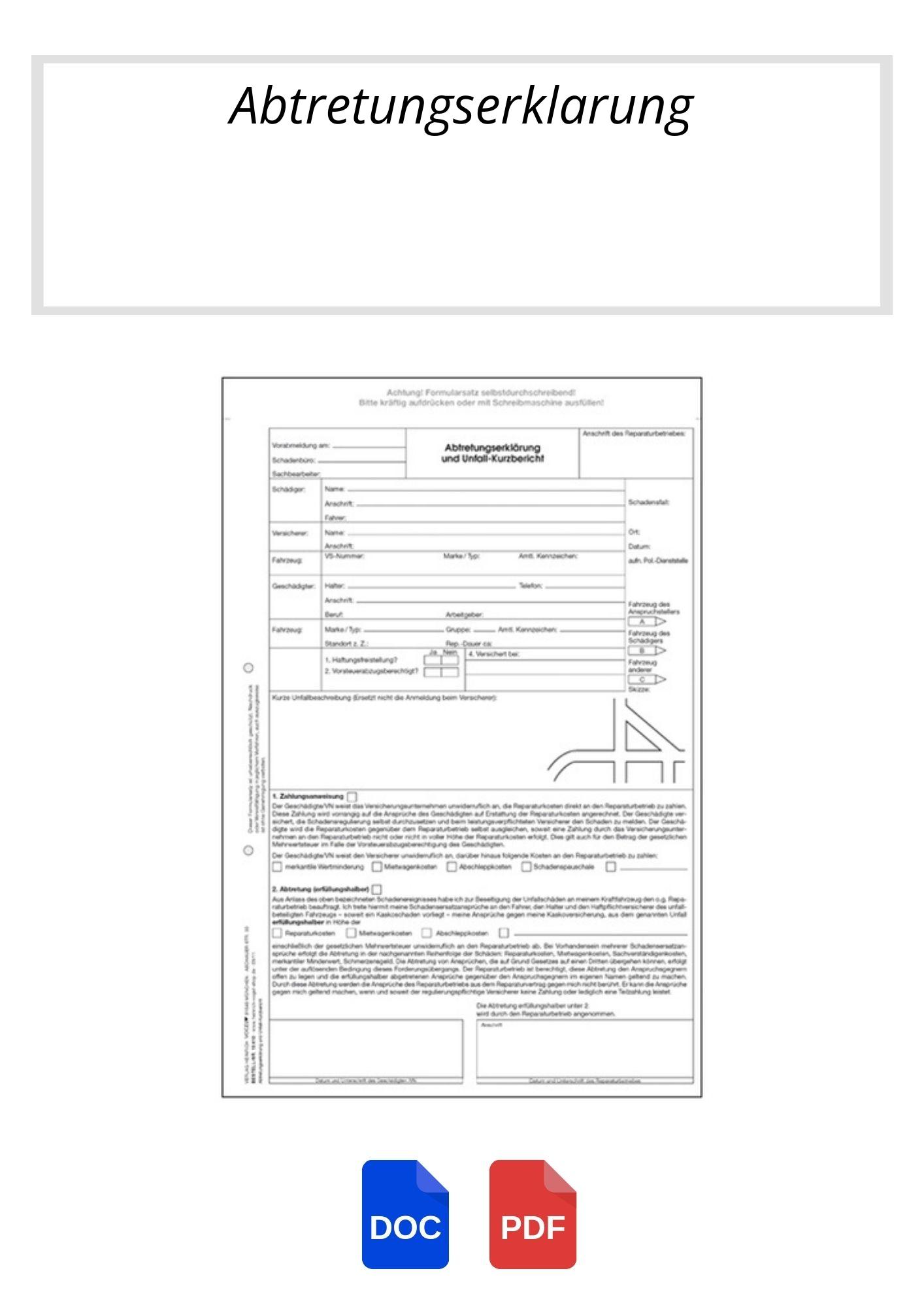 Abtretungserklärung Vorlage - PDF WORD