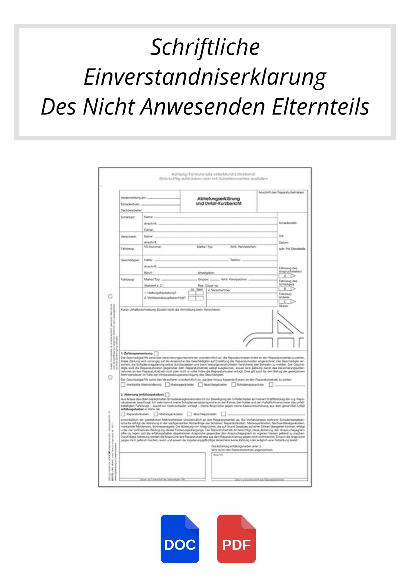 Schriftliche Einverständniserklärung Des Nicht Anwesenden Elternteils